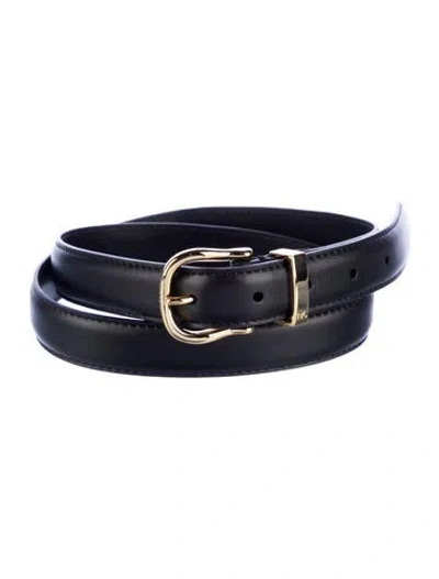 Pre-owned Nili Lotan Skinny Leather Belt In Black