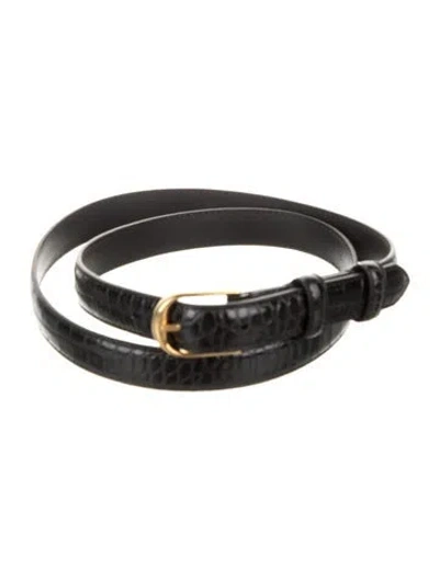 Pre-owned Nili Lotan Skinny Leather Belt In Black