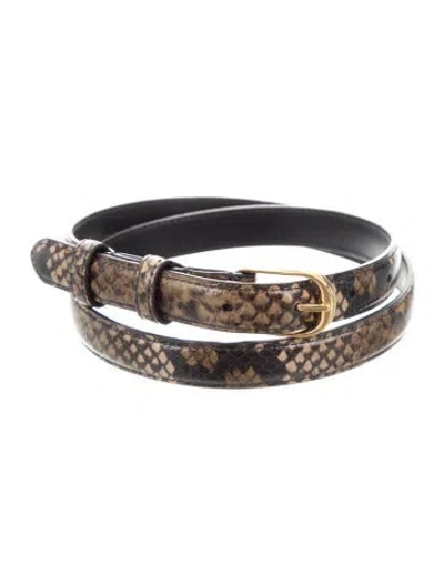 Pre-owned Nili Lotan Skinny Leather Belt In Brown