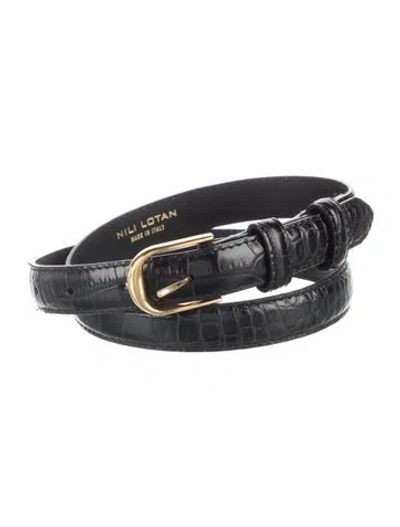 Pre-owned Nili Lotan Skinny Leather Belt Kit In Black
