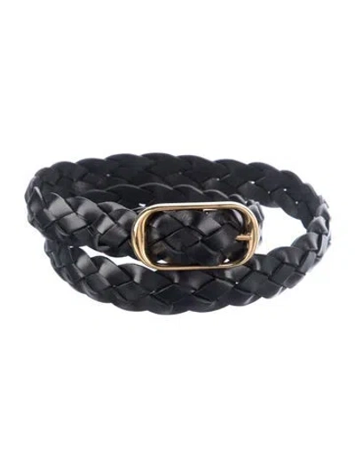 Pre-owned Nili Lotan Skinny Leather Belt W/ Tags In Black