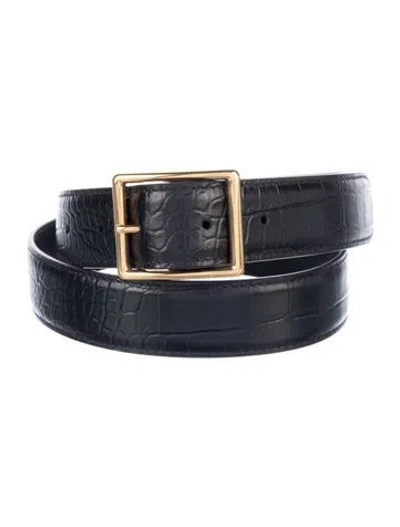 Pre-owned Nili Lotan Skinny Leather Buckle W/ Tags In Black