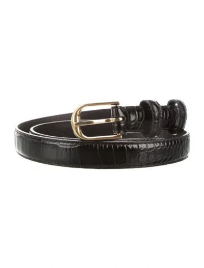 Pre-owned Nili Lotan Skinny Leather Waist Belt In Black