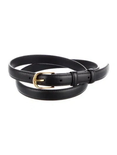 Pre-owned Nili Lotan Skinny Leather Waist Belt In Black