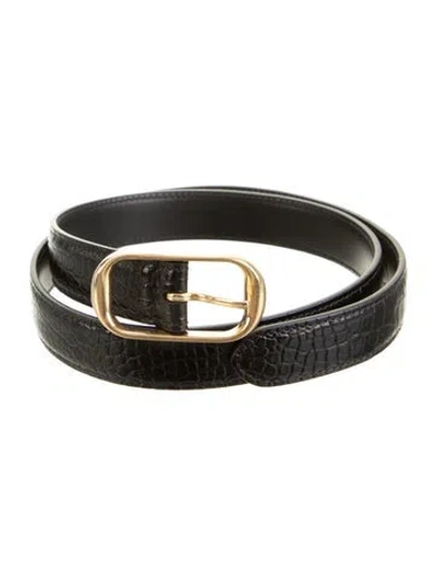 Pre-owned Nili Lotan Skinny Leather Waist Belt In Black