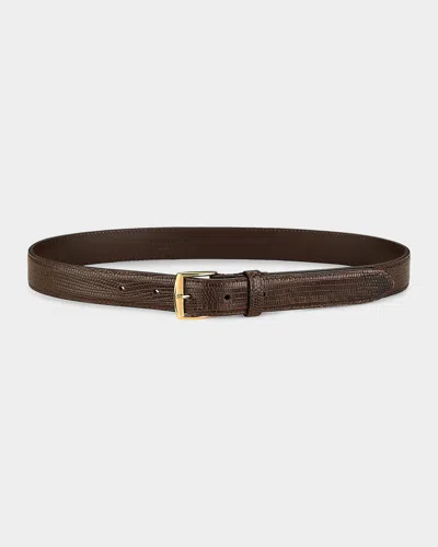 Nili Lotan Sloane Croc-embossed Leather Belt In Dark Brown