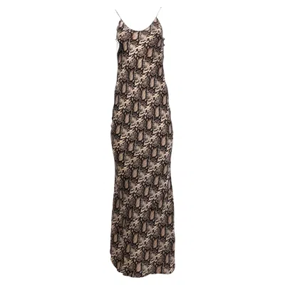 Nili Lotan Snake Print Maxi Dress In Animal Print Silk In Brown