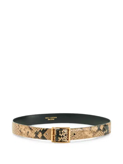Nili Lotan Snake-effect Leather Belt In Brown