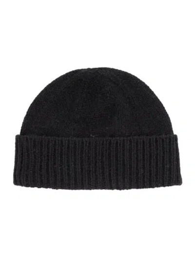 Pre-owned Nili Lotan Solid Rib Knit Beanie In Black