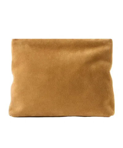 Nili Lotan Solid Suede Clutch In Brown