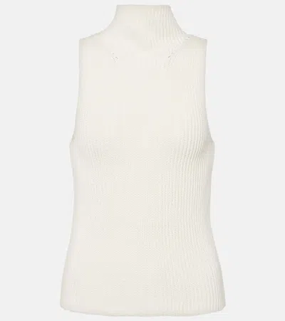 Nili Lotan Sonia Ribbed-knit Cotton Turtleneck Top In Ivory