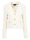 Nili Lotan Soren Gold-button Tweed Jacket In White