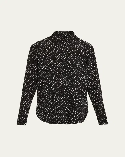 Nili Lotan Spotted Silk Button-down Blouse In Black