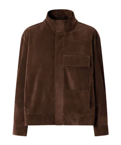 Nili Lotan Stand Collar Cropped Jacket In Brown