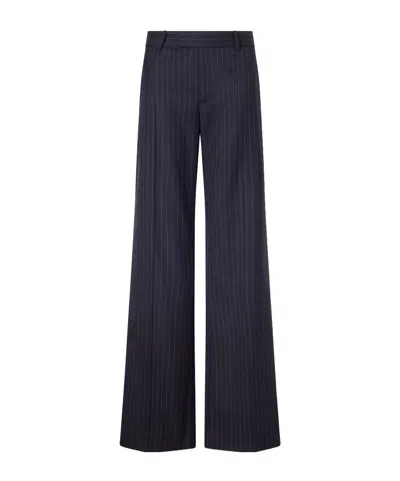 Nili Lotan Bethany Straight-leg Wool-blend Pants In Blue