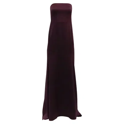 Nili Lotan Strapless Maxi Gown Dress In Burgundy Silk In Red