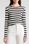 Nili Lotan Stripe Long Sleeve Cotton T-shirt In Multi