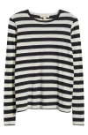 Nili Lotan Long Sleeve Shirt Navy/ivory Stripe In Navy/ivory Stripe