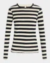 Nili Lotan Long Sleeve Shirt Navy/ivory Stripe In Navyivory Stripe