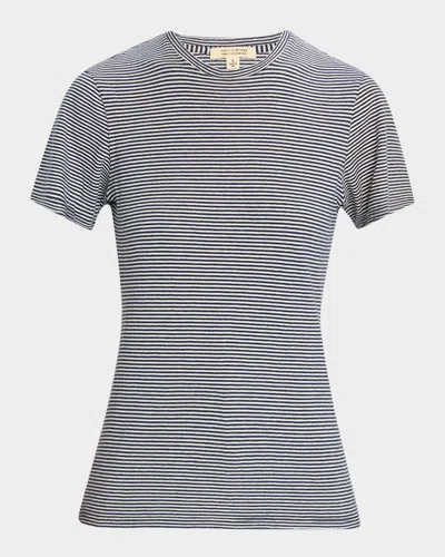 Nili Lotan Stripe Short Sleeve Lana Crewneck Tee In Ivorynavy Stripe