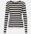 Nili Lotan Long Sleeve Shirt Navy/ivory Stripe In Navy/ivory Stripe