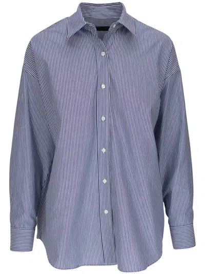 Nili Lotan Striped Cotton Shirt In Blue