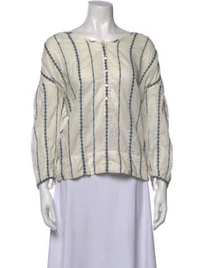 Pre-owned Nili Lotan Striped Crew Neck Blouse In Neutrals