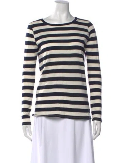 Pre-owned Nili Lotan Striped Crew Neck Top W/ Tags In Blue/neutrals