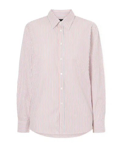 Nili Lotan Striped Long Sleeve Cotton Shirt In Pink