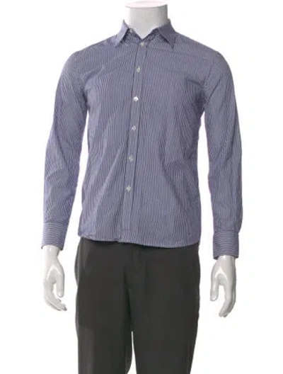 Pre-owned Nili Lotan Striped Long Sleeve Shirt In Blue