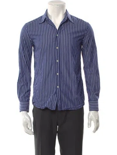 Pre-owned Nili Lotan Striped Long Sleeve Shirt In Blue