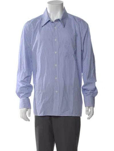 Pre-owned Nili Lotan Striped Long Sleeve Shirt In Blue