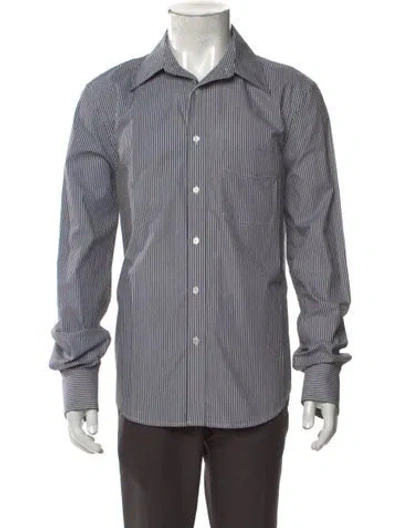 Pre-owned Nili Lotan Striped Long Sleeve Shirt In Gray