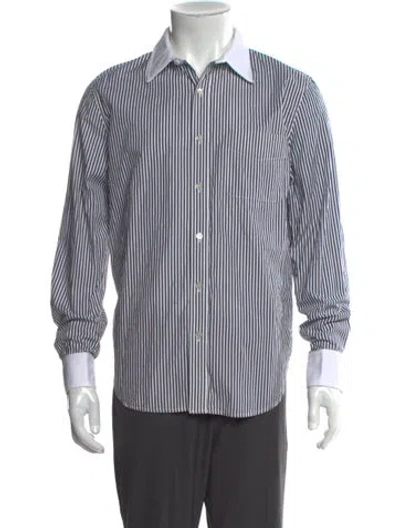 Pre-owned Nili Lotan Striped Long Sleeve Shirt In Gray