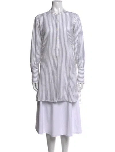 Pre-owned Nili Lotan Striped Long Sleeve Tunic In White