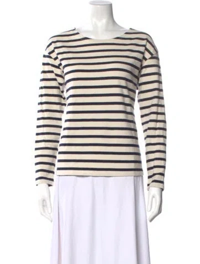 Pre-owned Nili Lotan Striped Scoop Neck Sweater In Neutral
