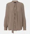 Nili Lotan Irina Tie-neck Striped Silk-crepe Shirt In Brown