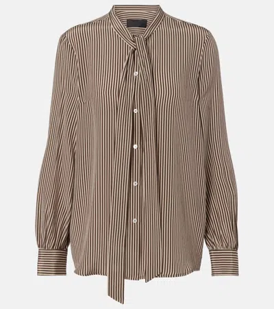 Nili Lotan Striped Silk Shirt In Brown