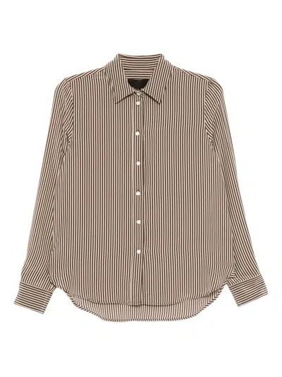Nili Lotan Striped Silk Shirt In Brown