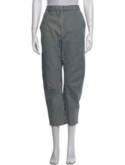 Pre-owned Nili Lotan Striped Straight Leg Pants In Blue