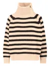 Nili Lotan Striped High Neck Knitwear With Ribbed Cuffs And Hem In Brown