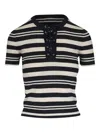 Nili Lotan Oaklynn Stripe Lace-up Silk T-shirt