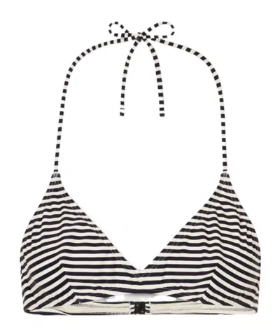Nili Lotan Striped Triangle Bikini Top In Black
