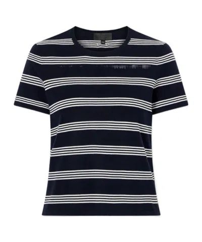 Nili Lotan Lansie Striped Cotton-jersey T-shirt In Blue