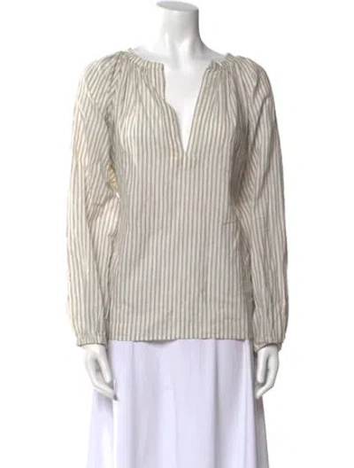 Pre-owned Nili Lotan Striped V-neck Tunic In Neutral