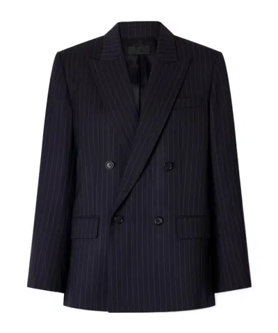 Nili Lotan Striped Wool Blazer In Black