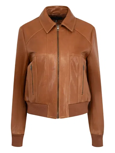 Nili Lotan Sue Leather Bomber Jacket In Brown