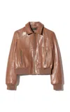 Nili Lotan Sue Leather Jacket In Brown