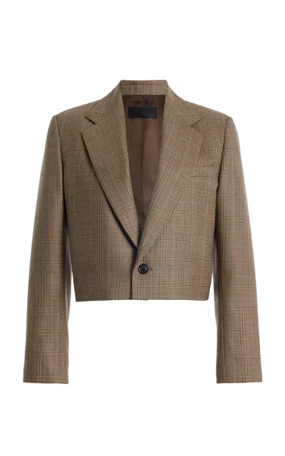 Nili Lotan Swan Checked Wool Jacket In Brown