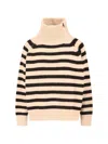 Nili Lotan Striped High Neck Knitwear With Ribbed Cuffs And Hem In Neutral